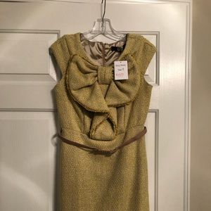 Yellow tweed Eva Franco dress from Anthropologie.